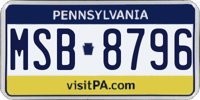 PA license plate MSB8796