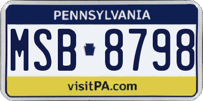 PA license plate MSB8798