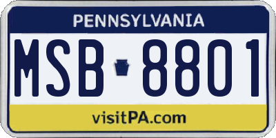 PA license plate MSB8801