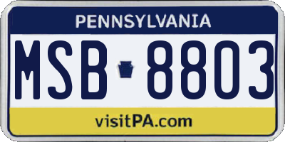 PA license plate MSB8803