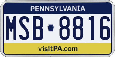 PA license plate MSB8816