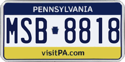PA license plate MSB8818
