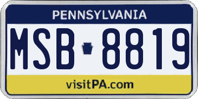 PA license plate MSB8819
