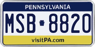 PA license plate MSB8820