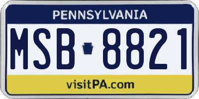 PA license plate MSB8821