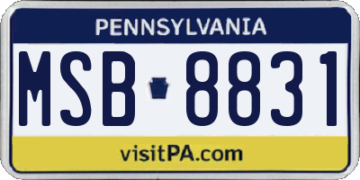 PA license plate MSB8831