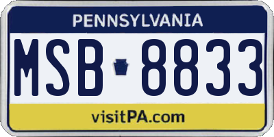 PA license plate MSB8833