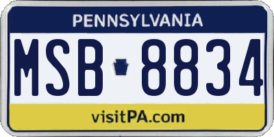 PA license plate MSB8834