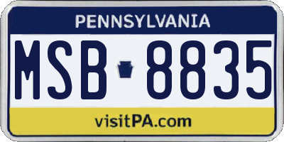 PA license plate MSB8835