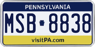 PA license plate MSB8838