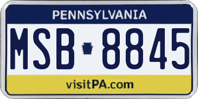 PA license plate MSB8845