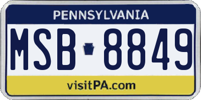 PA license plate MSB8849