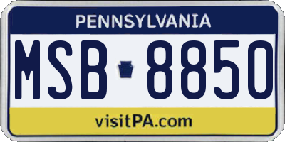 PA license plate MSB8850