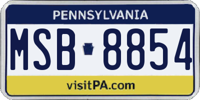 PA license plate MSB8854