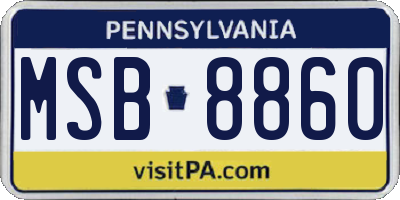 PA license plate MSB8860