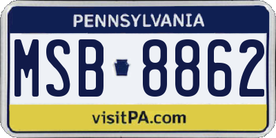 PA license plate MSB8862