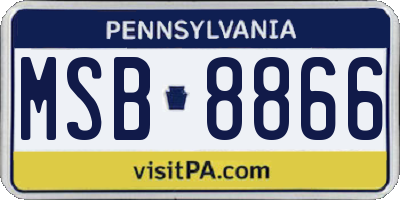 PA license plate MSB8866