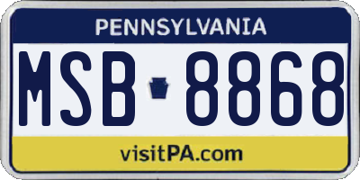 PA license plate MSB8868