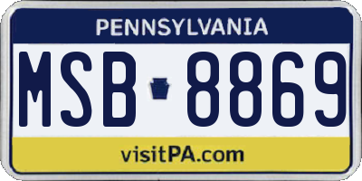 PA license plate MSB8869