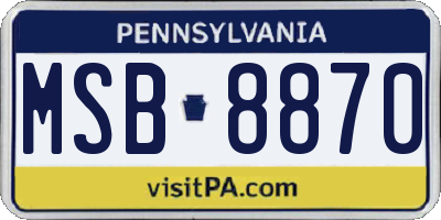 PA license plate MSB8870