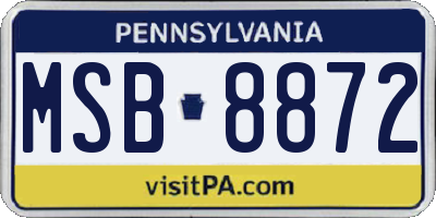 PA license plate MSB8872