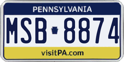 PA license plate MSB8874