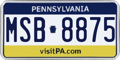 PA license plate MSB8875