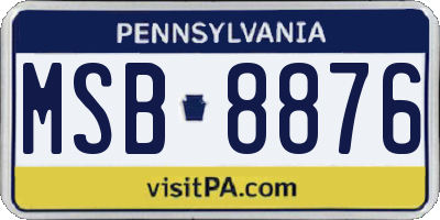 PA license plate MSB8876