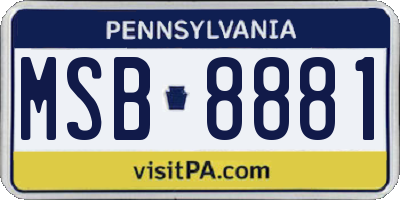 PA license plate MSB8881