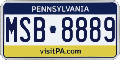 PA license plate MSB8889