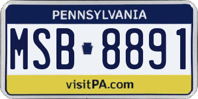 PA license plate MSB8891