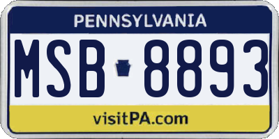 PA license plate MSB8893