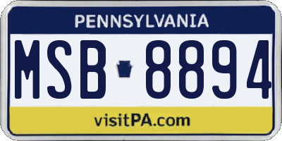 PA license plate MSB8894