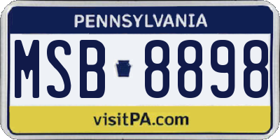 PA license plate MSB8898