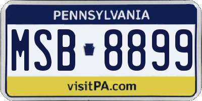 PA license plate MSB8899