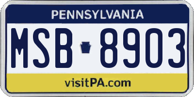 PA license plate MSB8903