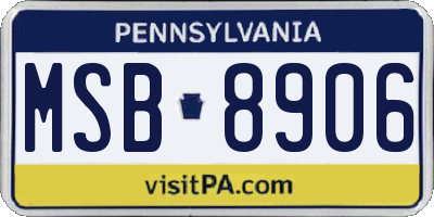 PA license plate MSB8906