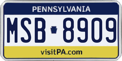 PA license plate MSB8909
