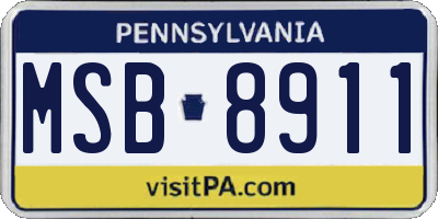PA license plate MSB8911