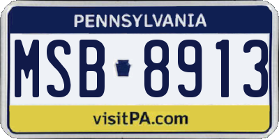 PA license plate MSB8913