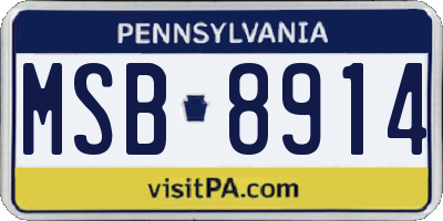 PA license plate MSB8914