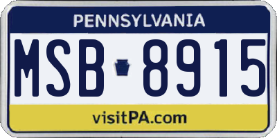 PA license plate MSB8915