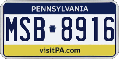 PA license plate MSB8916