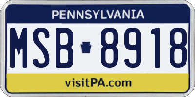 PA license plate MSB8918
