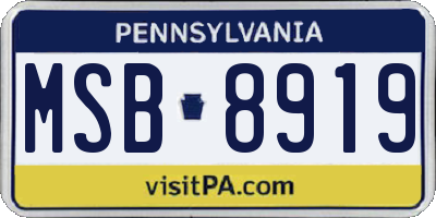 PA license plate MSB8919