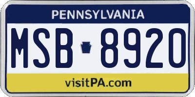 PA license plate MSB8920