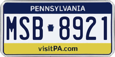 PA license plate MSB8921
