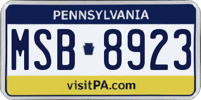 PA license plate MSB8923