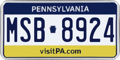 PA license plate MSB8924