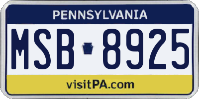 PA license plate MSB8925